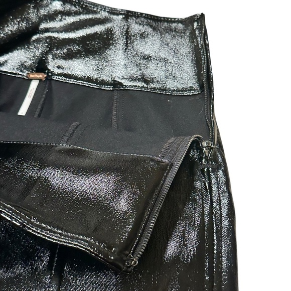 Free People Holding onto a Dream Coated Glossy Faux Leather Mini Skirt Black 0 - Picture 6 of 10